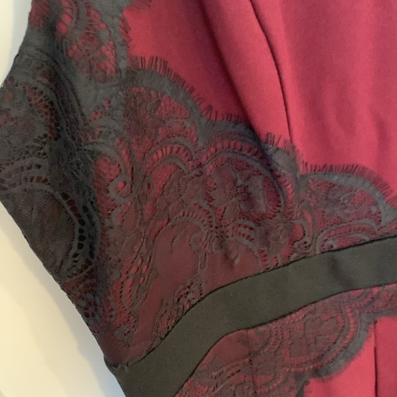 City Chic oxblood dress w/black lace accents Back zip. NWT size L/20 - Picture 5 of 9